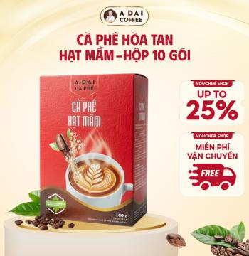 Cà Phê Hòa Tan Hạt Mầm A Đại Hộp 10 gói (180g - Hộp Mới) - Kết Hợp Cà Phê Và Hạt Nảy Mầm Rang Xay