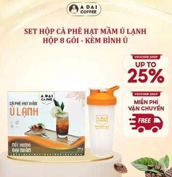 Cà Phê Hạt Mầm Ủ Lạnh A Đại - Hộp Túi Lọc 8 gói (160g) - Tặng 1 Gói Bánh Biscoff (37.5g)